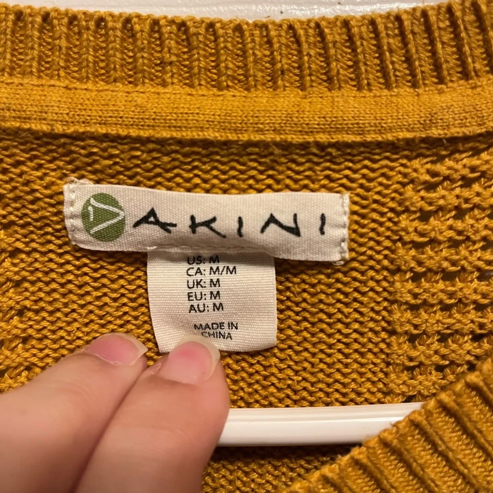 AKINI Dark Yellow Crewneck Cotton Blend Sweater With‎ Side Zip Size M